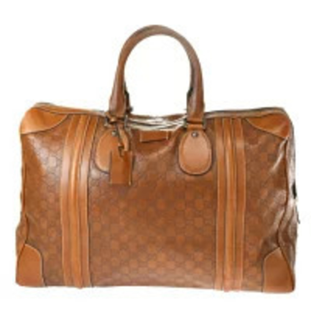Gucci Guccissima Boston Bag Handbag GG Brown Leather